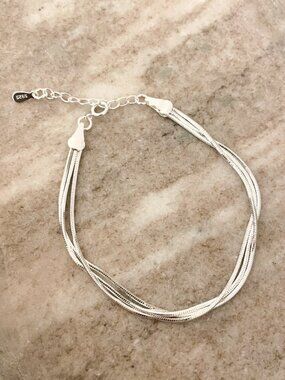 925 Sterling Silver Multi-Layer Triple Layer Bracelet Dainty Minimalist Bracelet